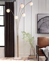 J&M Furniture - Ashley Furniture - Taliya Arc Lamp - Metal Arc Lamp (1/CN) / Champagne/White - L725119